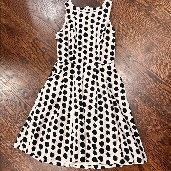 White House Black Market Sleeveless Polka Dot Fit & Flare Dress - Picture 2 of 9
